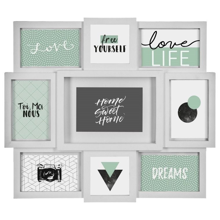 Atmosphera, ramki na zdjęcia, 9 miejsc, biała