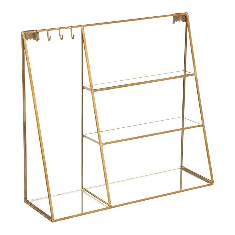 Atmosphera, stojak na biżuterię z półkami i haczykami, szklany, 27 cm
