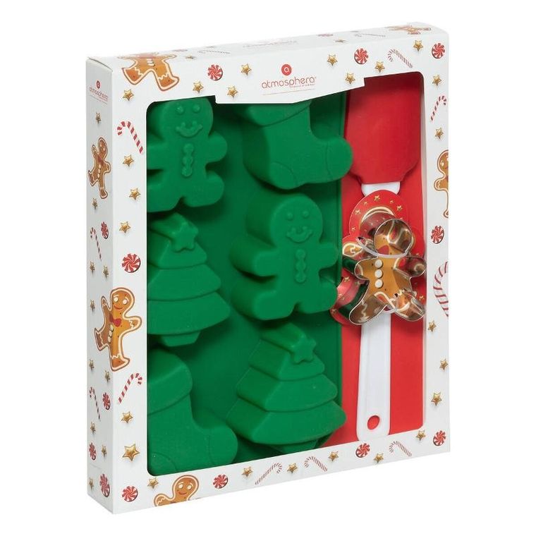 Atmosphera, świąteczny zestaw akcesoriów do pieczenia, foremka z łopatką i forma silikonowa