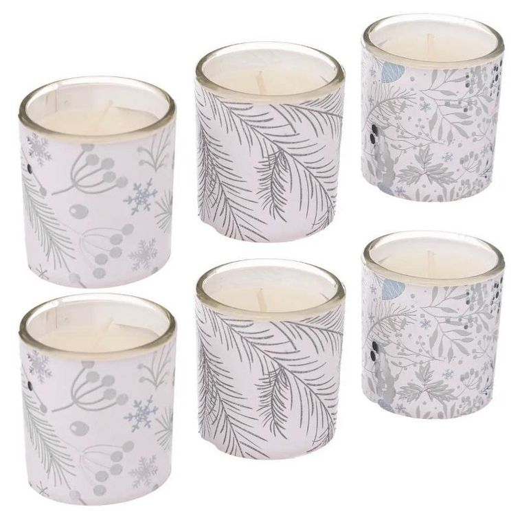 Atmosphera, świeczki zapachowe ze świątecznym nadrukiem, Ø 4.5 cm, 6 szt.