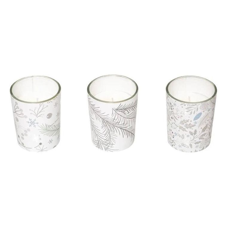 Atmosphera, świeczki zapachowe ze świątecznym nadrukiem, Ø 5 cm, 3 szt.