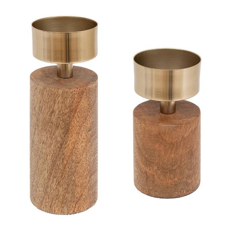Atmosphera, świeczniki na jedną świecę z drewna mango, 2 szt.