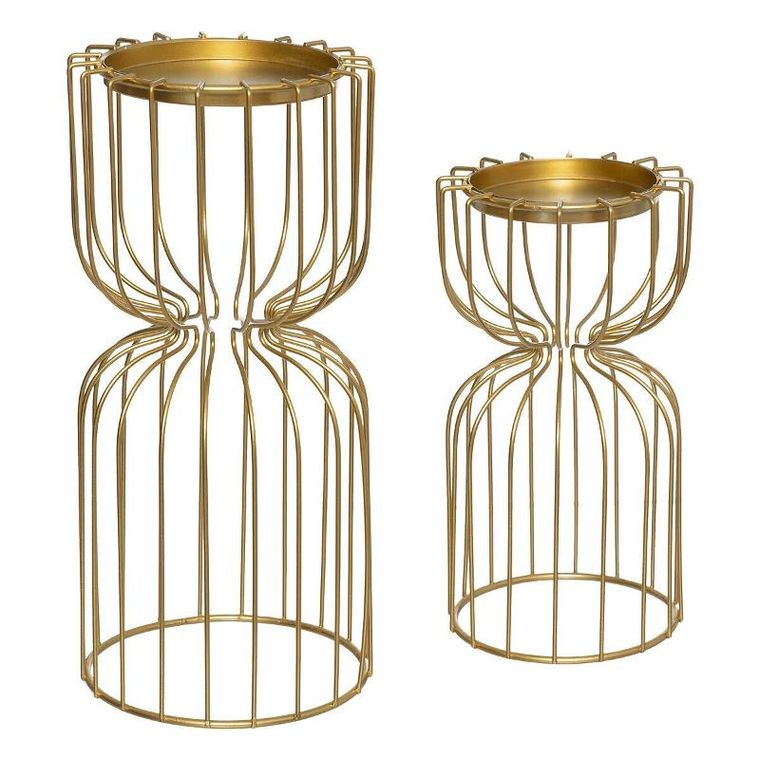 Atmosphera, zestaw metalowych świeczników na tealight, złote