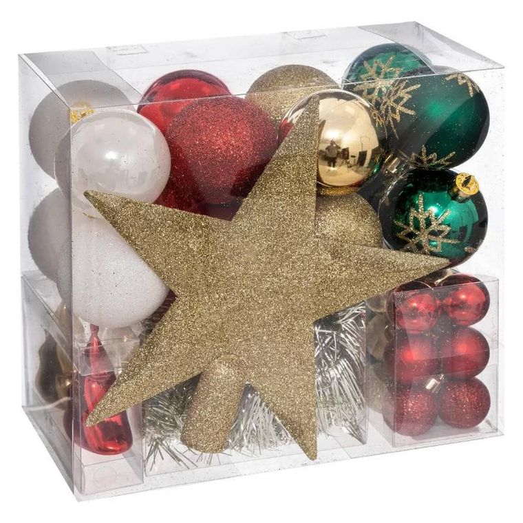 Atmosphera, zestaw ozdób świątecznych w różnych kolorach, 44 elementy