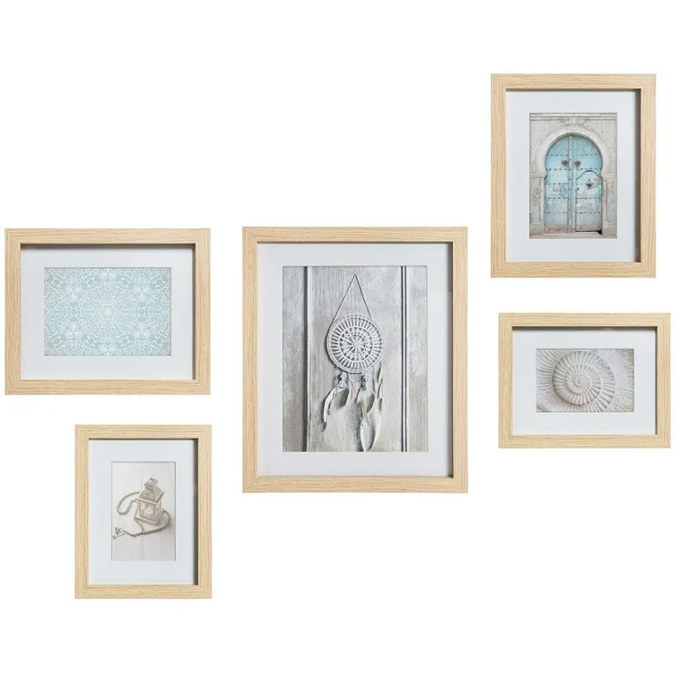Atmosphera, zestaw pięciu ramek w stylu śródziemnomorskim, dekoracja na ścianę