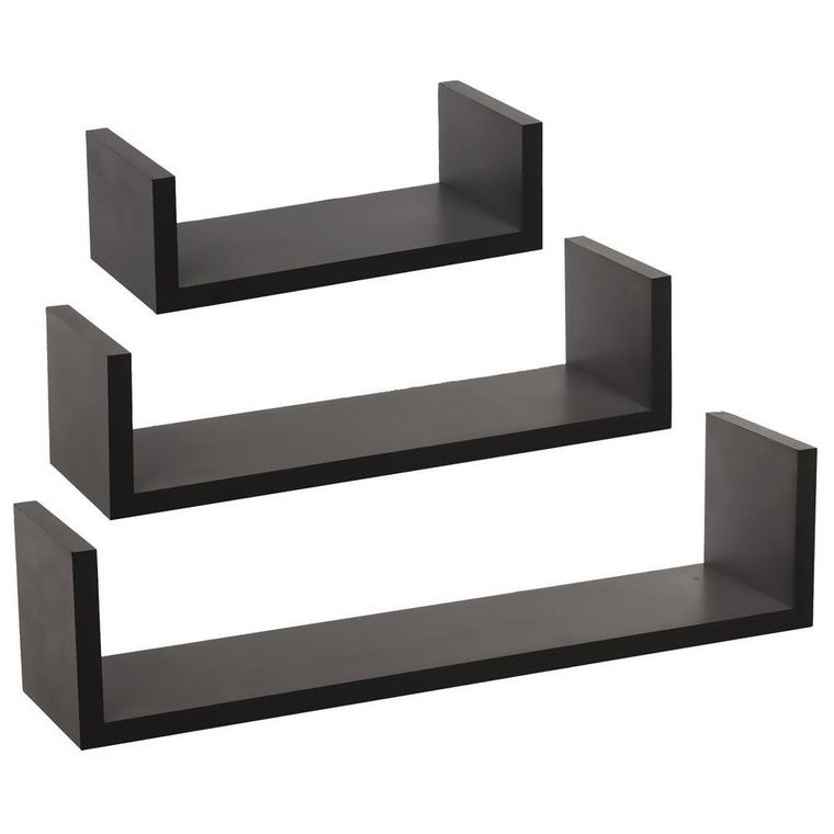 Atmosphera, zestaw półek dekoracyjnych, 3 szt., czarne
