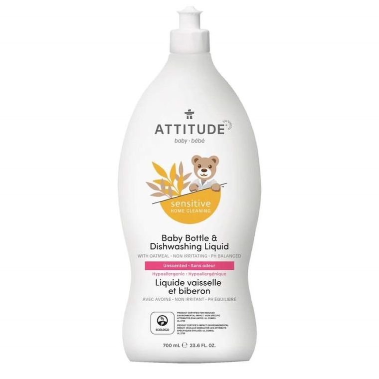 Attitude, Sensitive Skin Baby, naturalny płyn do mycia butelek i naczyń dla niemowląt, 700 ml