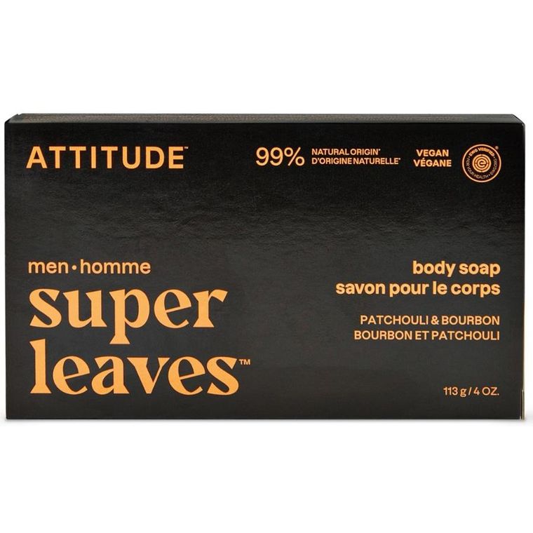 Attitude, Super Leaves, Mydło w kostce do ciała, Paczul i bourbon, 113 g