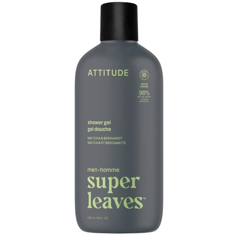 Attitude, Super Leaves, żel pod prysznic, Matcha i Bergamot, 415 ml