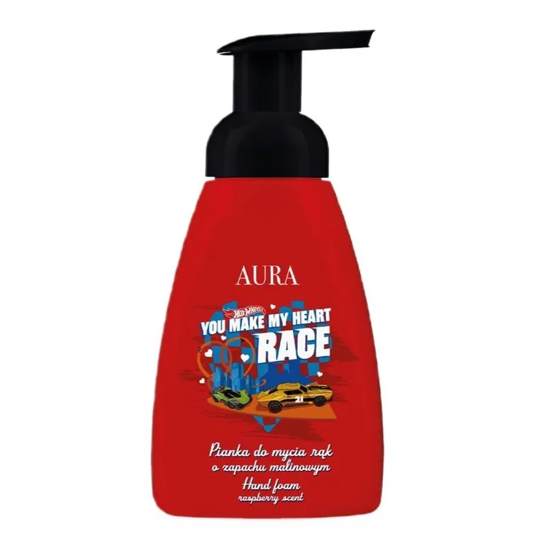 Aura, Hot Wheels Hand Foam, pianka do mycia rąk, Malina, 300 ml