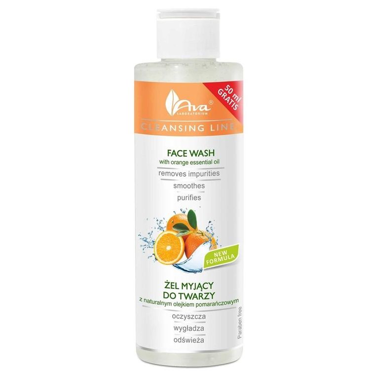 Ava Laboratorium, Cleansing Line, żel myjący do twarzy z naturalnym olejkiem pomarańczowym, 200 ml
