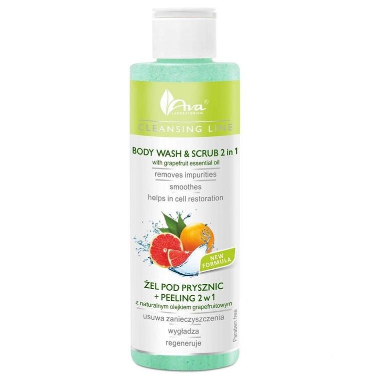 Ava Laboratorium, Cleansing Line, żel pod prysznic + peeling 2w1, naturalny olejek grejfrutowy, 200 ml
