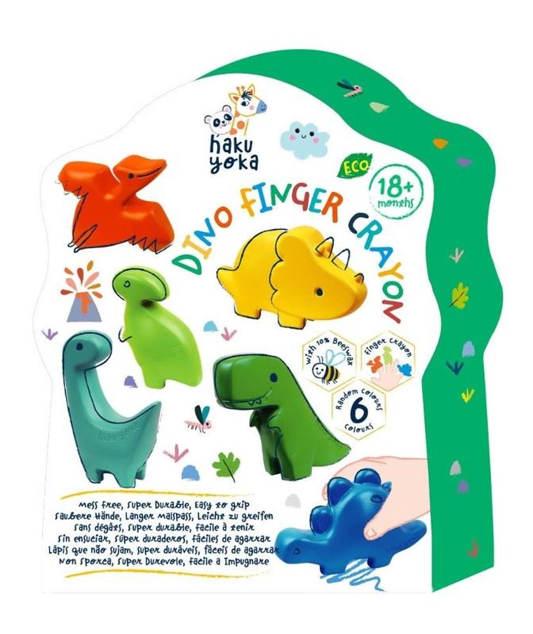 Avenir, kredki na palce, dinozaury, 6 kolorów
