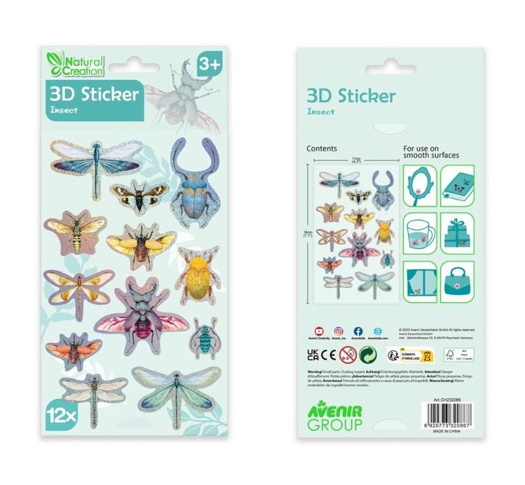 Avenir, naklejki 3D, insekty