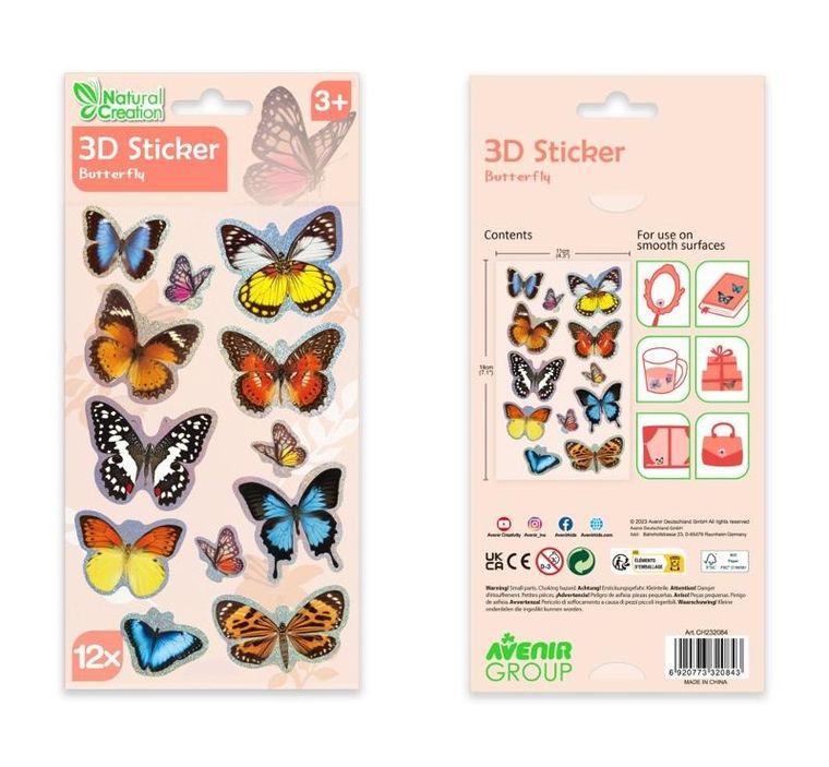 Avenir, naklejki 3D, motyle