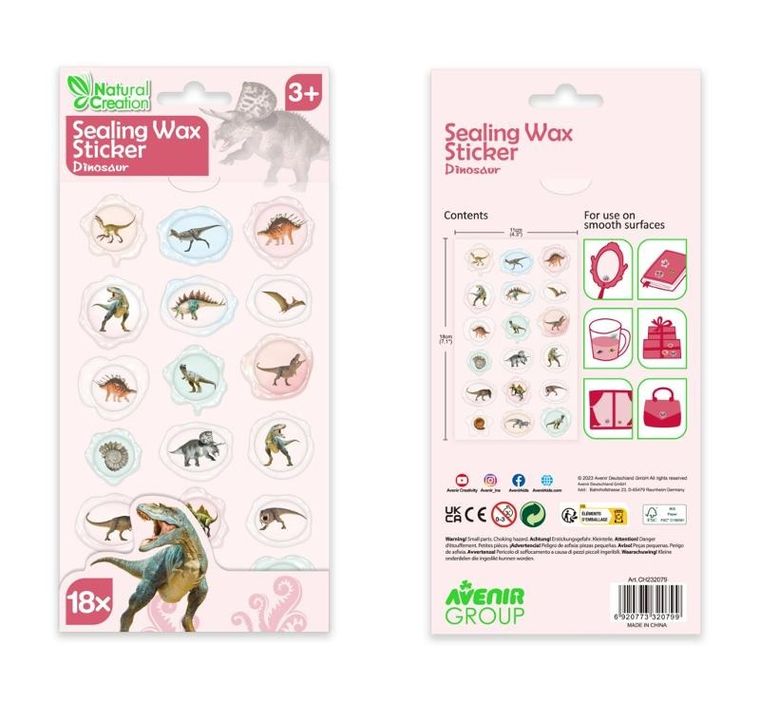 Avenir, naklejki woskowe, dinozaury