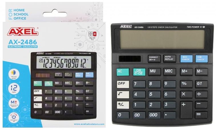 Axel, kalkulator biurowy, czarny, 12 cyfrowy wyświetlacz