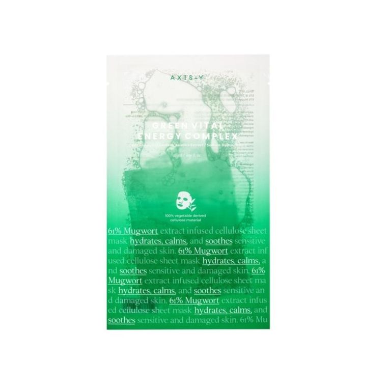 Axis-Y, 61% Mugwort Green Vital Energy Complex Sheet Mask, witalizująca maska do twarzy w płachcie
