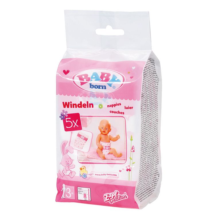 Baby Born, zestaw pieluch dla lalki, 5 szt.