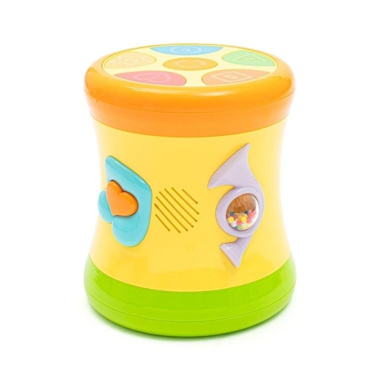 Baby Mix, bębenek dwustronny, zabawka interaktywna, żółty