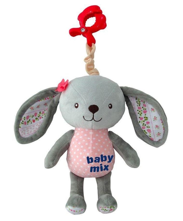 Baby Mix, Królik, zawieszka z pozytywką, różowa