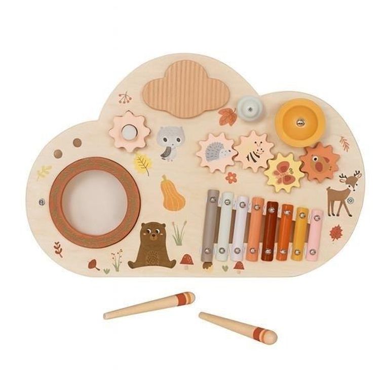 Baby Mix, tablica manipulacyjna, drewniana, instrumenty muzyczne