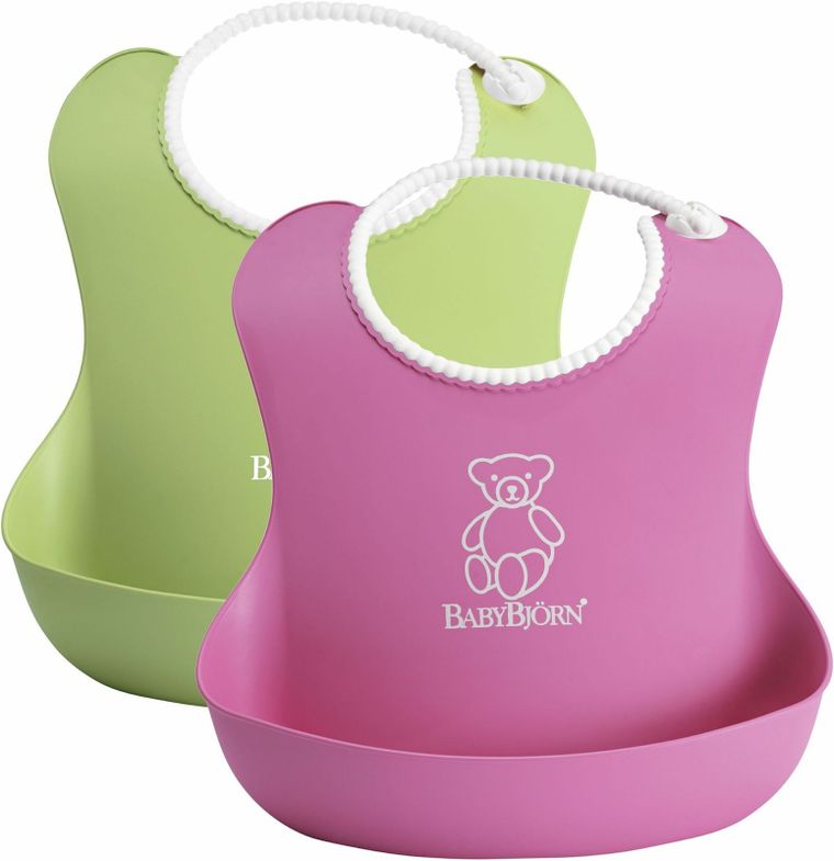 BabyBjörn, śliniaki, zielony i różowy
