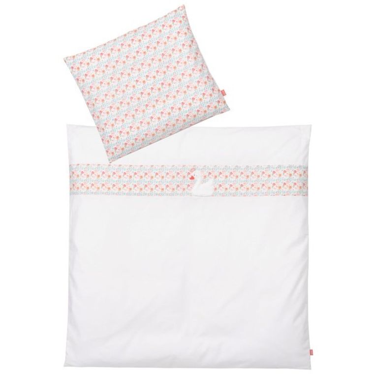 BabyFehn, Jezioro Łabędzie, 2-częściowy komplet pościeli ozdobnej, Łabędź, 80-80 cm