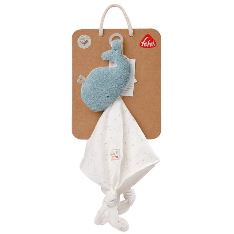 BabyFehn, Natura, pierwsza przytulanka, kocyk z uchwytem do smoczka, Wieloryb