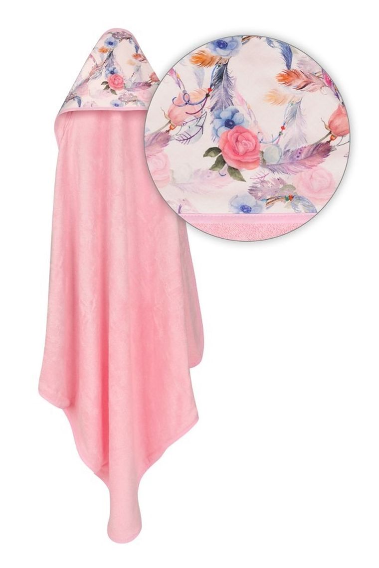 BabyMatex, Bamboo Design, Kwiaty, okrycie kąpielowe, różowe, 100-100 cm