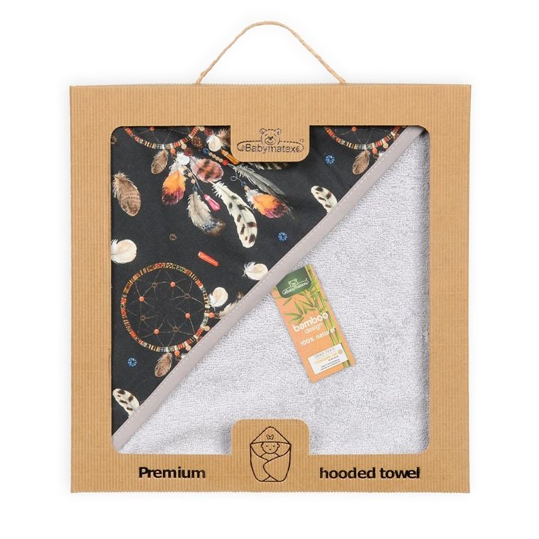 BabyMatex, Bamboo Design, Łapacze Snów, okrycie kąpielowe, szare, 100-100 cm
