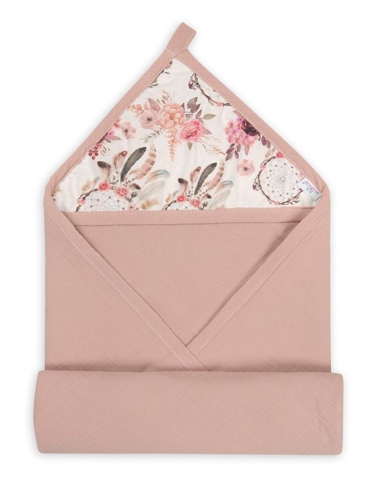 BabyMatex, okrycie kąpielowe, muślin design, róż, 85-85 cm