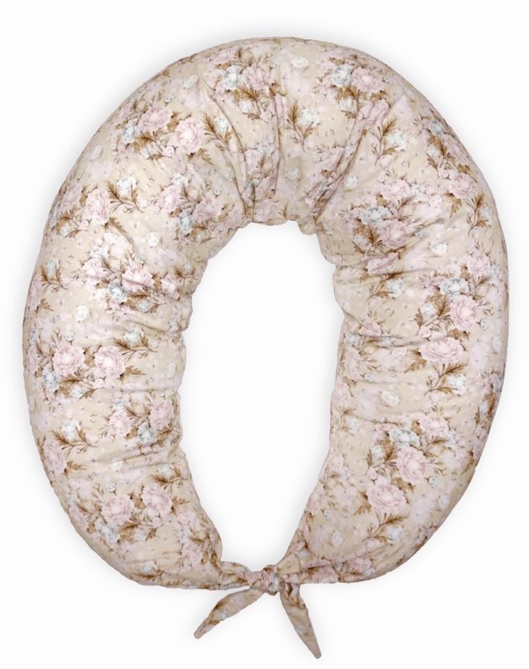 BabyMatex, poduszka do spania i karmienia z tkaniny bawełnianej, moon, kwiatki