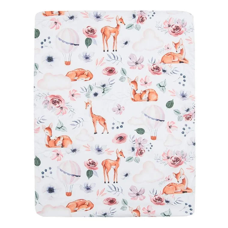 BabyMatex, prześcieradło bawełniane do gondoli/kosza Mojżesza, sarenki, 75-35 cm