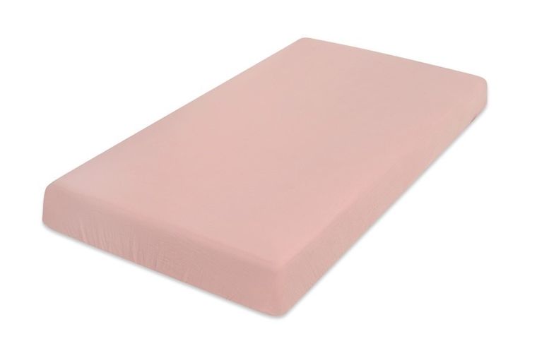BabyMatex, prześcieradło muślinowe z gumą, różowe, 70-140 cm