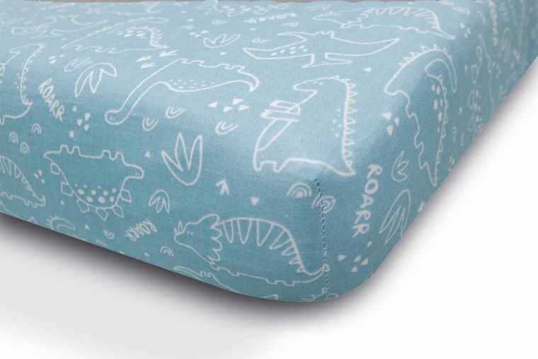 BabyMatex, prześcieradło z gumką, muślin, dinozaury, 60-120 cm