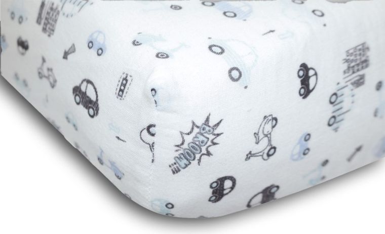 BabyMatex, prześcieradło z gumką, muślin, samochody, 60-120 cm