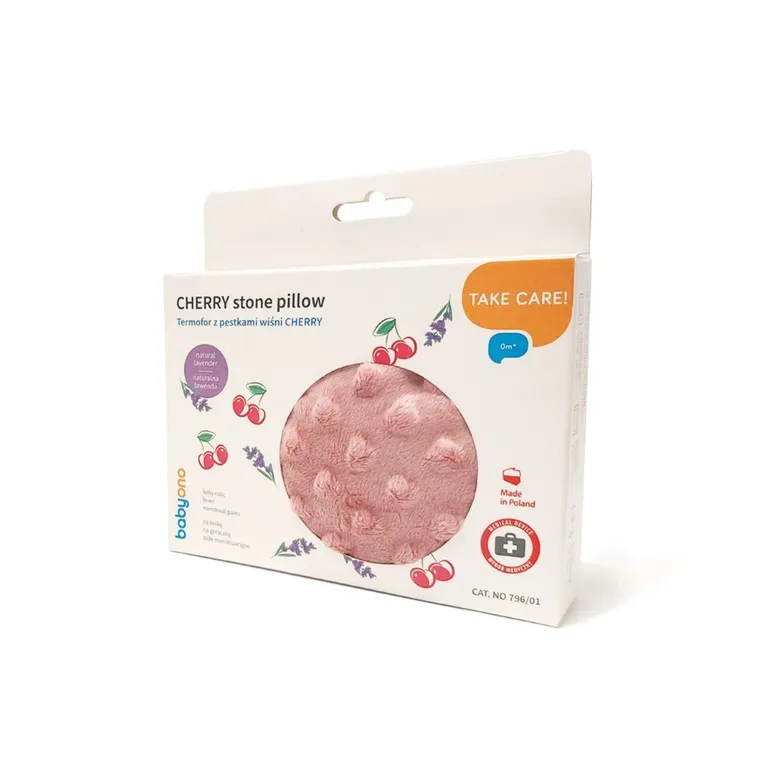 BabyOno, Cherry, termofor z pestkami wiśni, minky, różowy