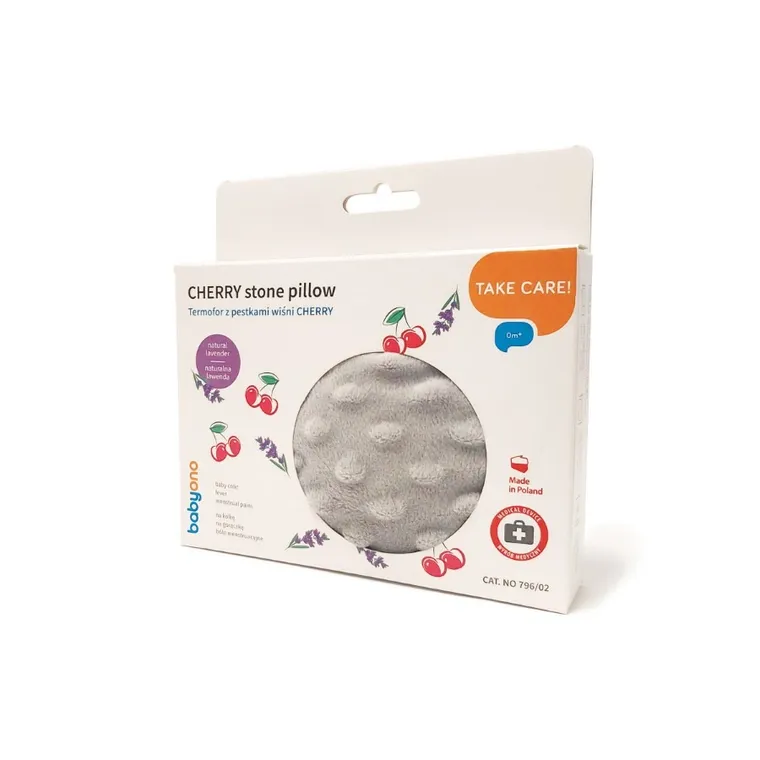 BabyOno, Cherry, termofor z pestkami wiśni, minky, szary