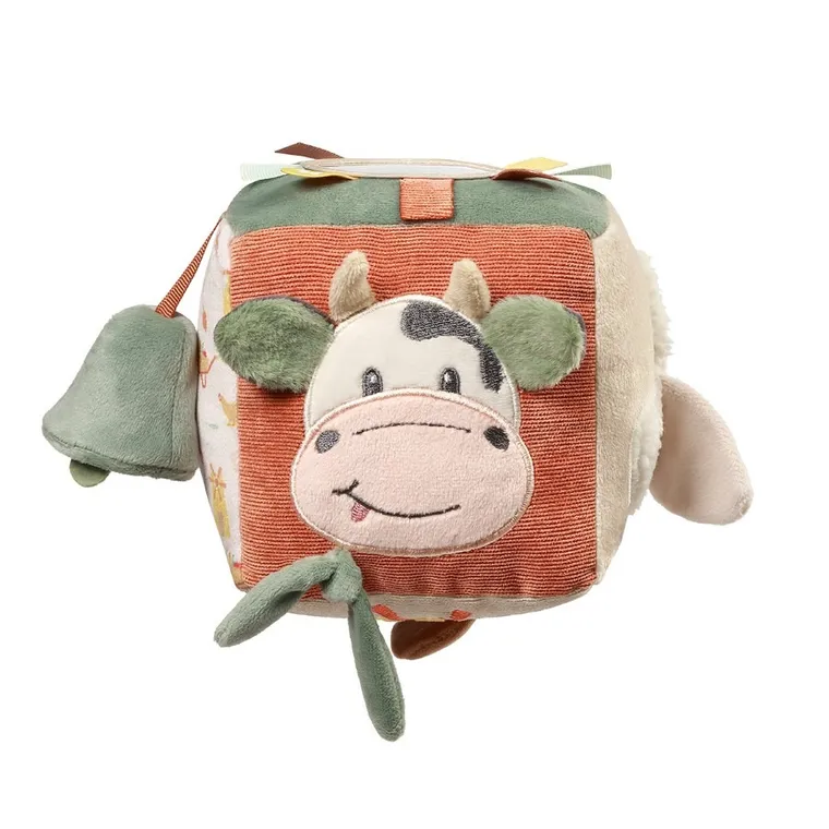 BabyOno, Cow Bingo, kostka sensoryczna, miękka zawieszka