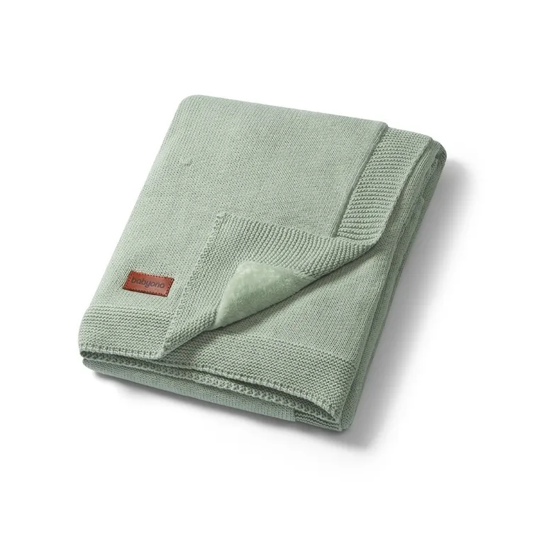 BabyOno, kocyk bawełniany z ociepleniem, szałwiowy, 75-100 cm