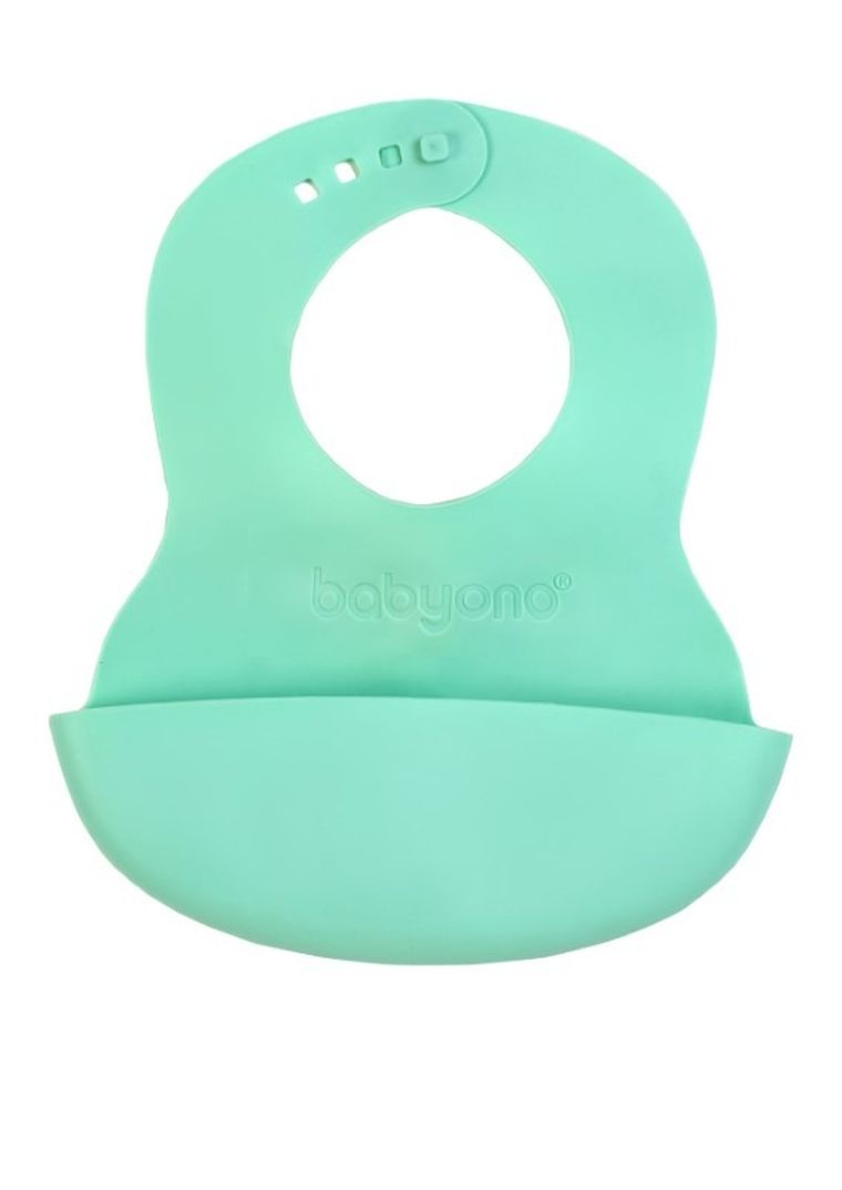 BabyOno, miękki śliniak z kieszonką i regulowanym zapięciem, miętowy