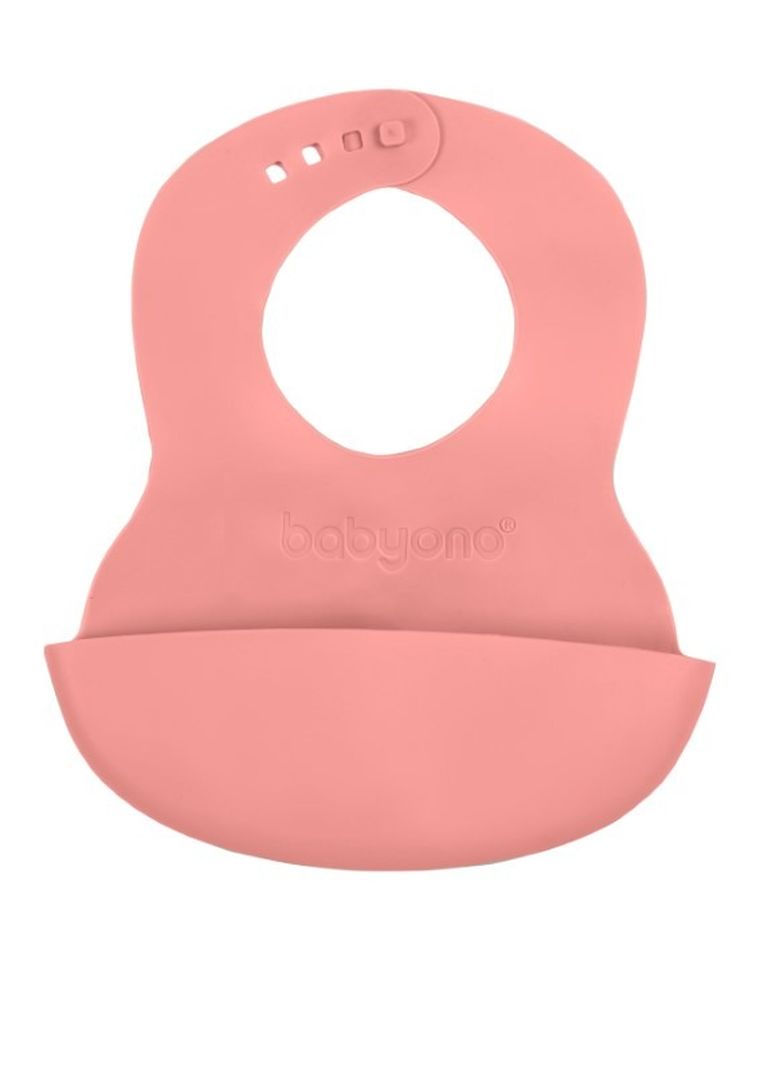 BabyOno, miękki śliniak z kieszonką i regulowanym zapięciem, różowy