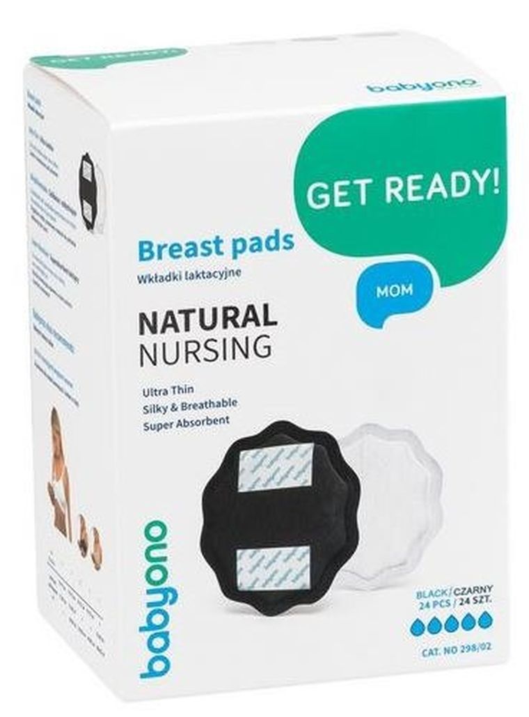 BabyOno, Natural Nursing, wkładki laktacyjne, czarne, 24 szt.