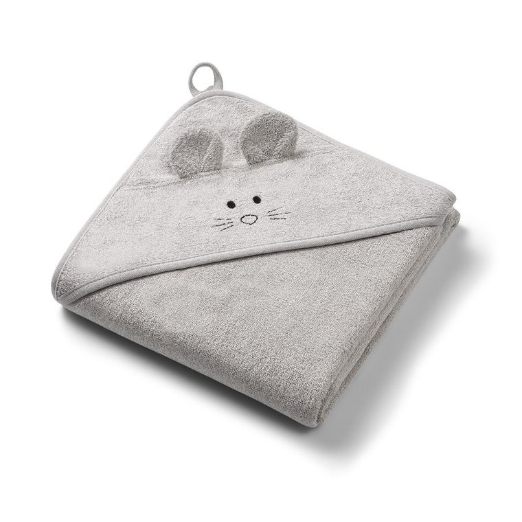 BabyOno, okrycie kąpielowe, bambusowe z kapturkiem, szare, 100-100 cm