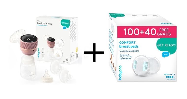 BabyOno, Pico, laktator elektryczny + Comfort, wkładki laktacyjne, 140 szt.