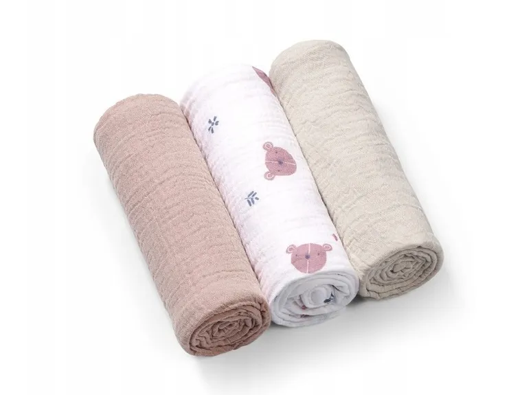 BabyOno, pieluszki muślinowe marszczone, szare, 70-70 cm, 3 szt.