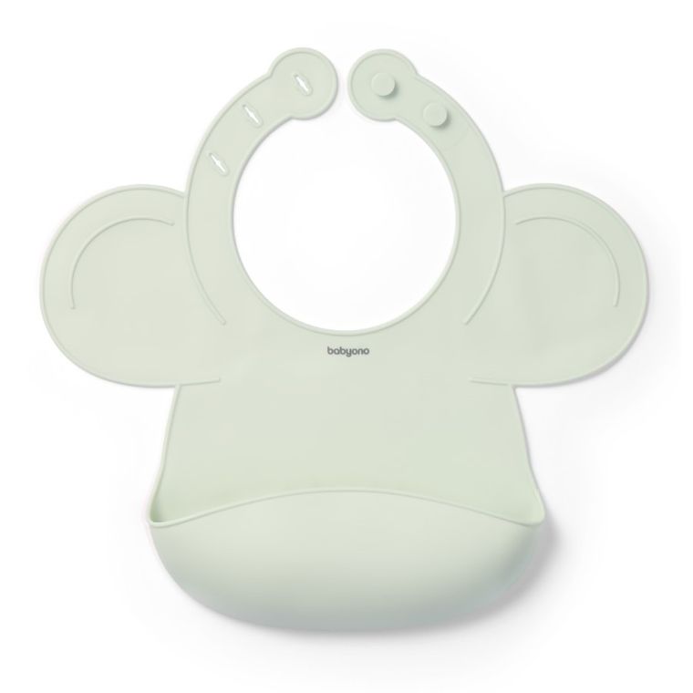 BabyOno, silikonowy śliniak z regulowanym zapięciem, miętowy