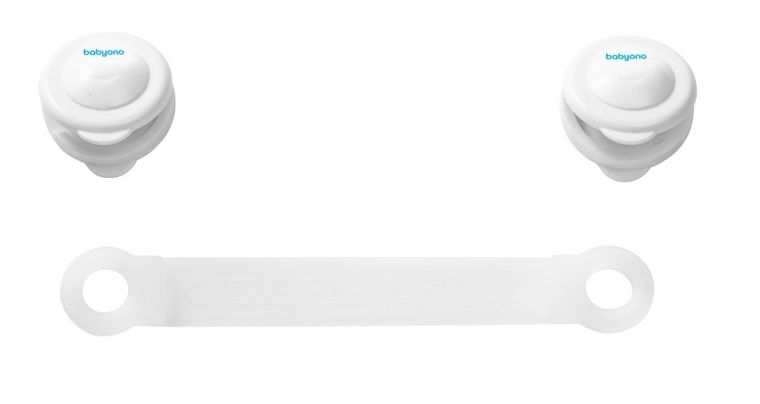 BabyOno, uniwersalne zabezpieczenie szuflad i lodówek, białe, 2 szt.