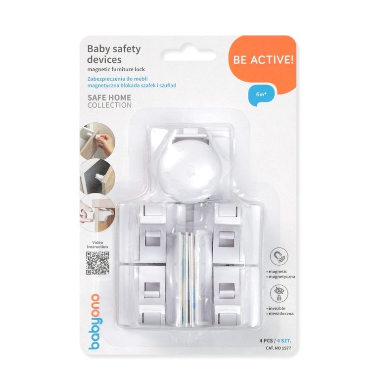BabyOno, zabezpieczenia do mebli, magnetyczna blokada, 4 szt.